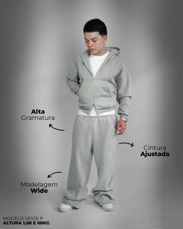 Calça Flare Moletom Cinza