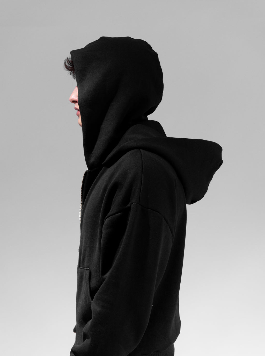 Casaco Double Zip Capuz Duplo Preto