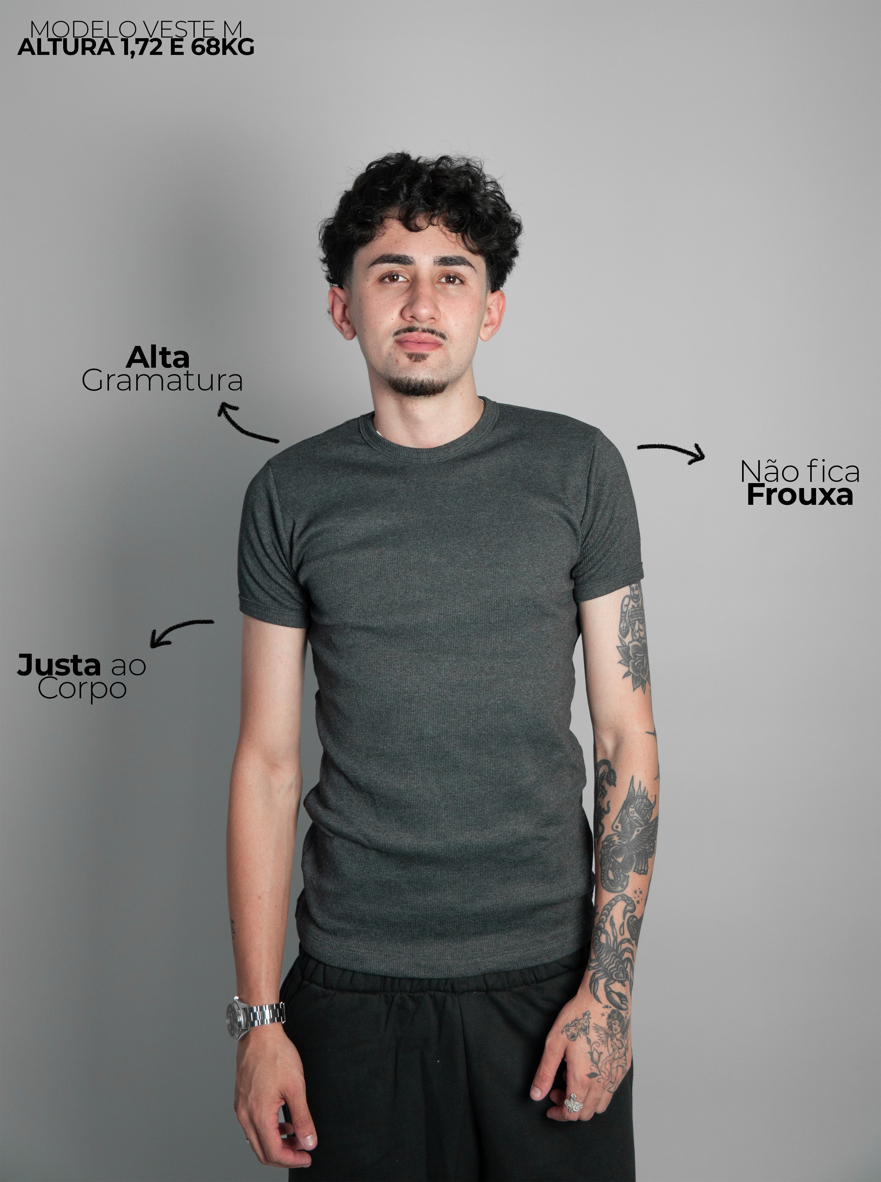 Camiseta Canelada Grafite