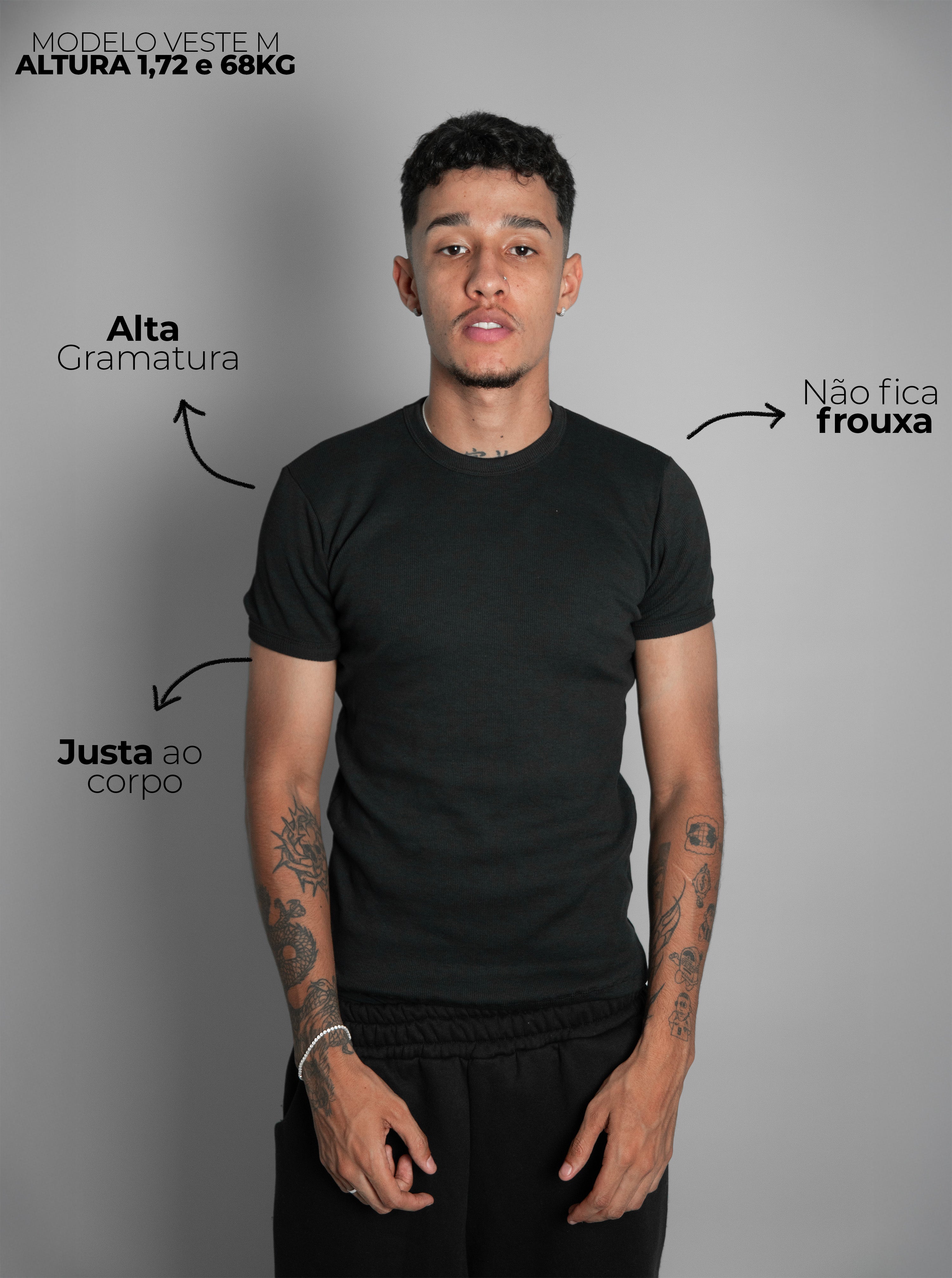 Camiseta Canelada Preta