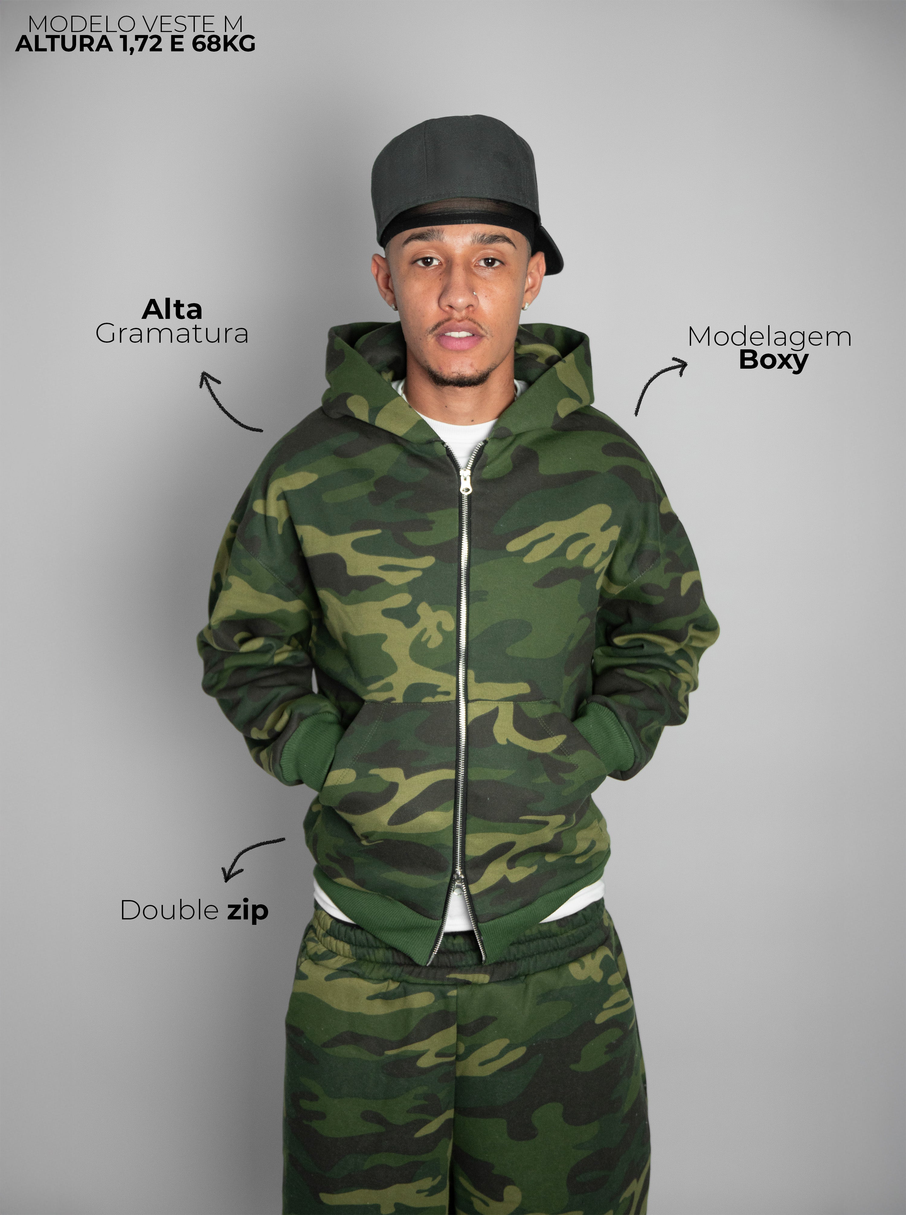 Casaco Double Zip Camuflado