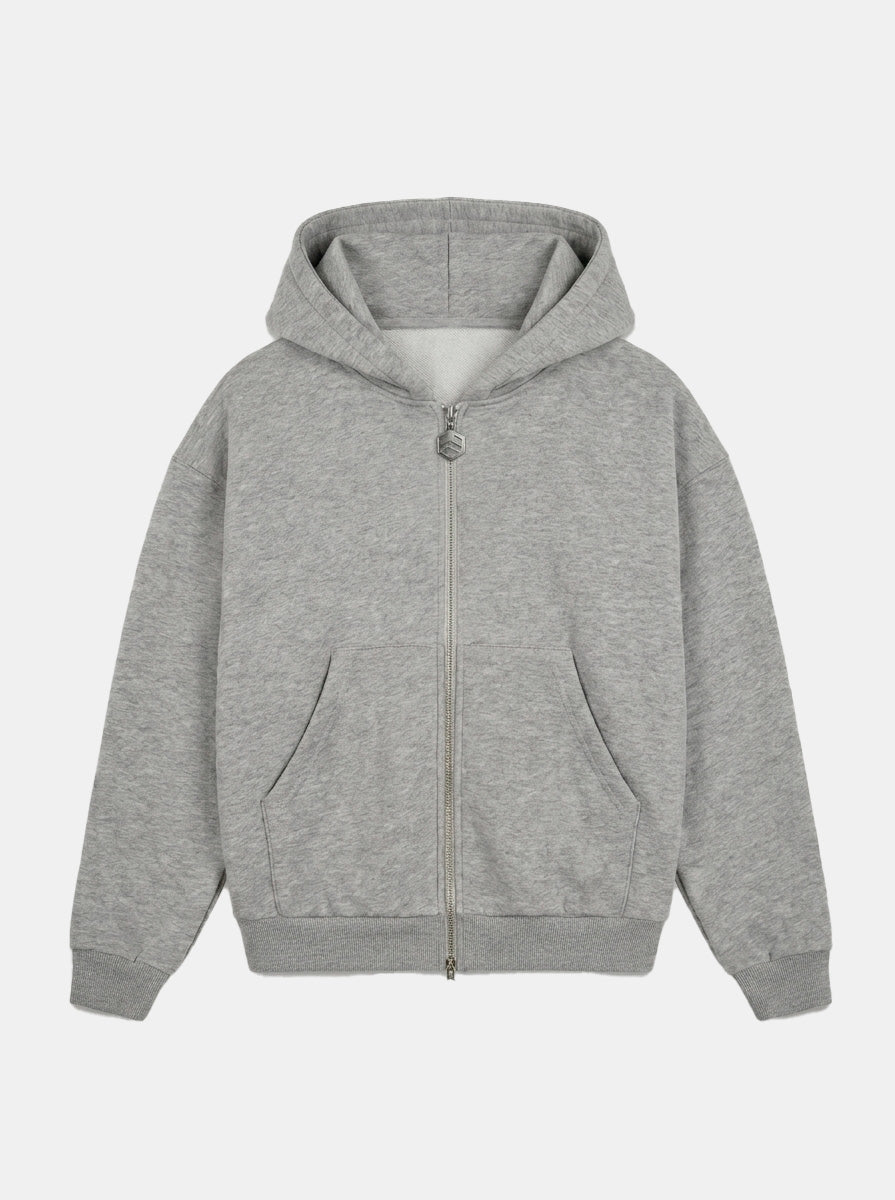 Casaco Double Zip Capuz Duplo Cinza