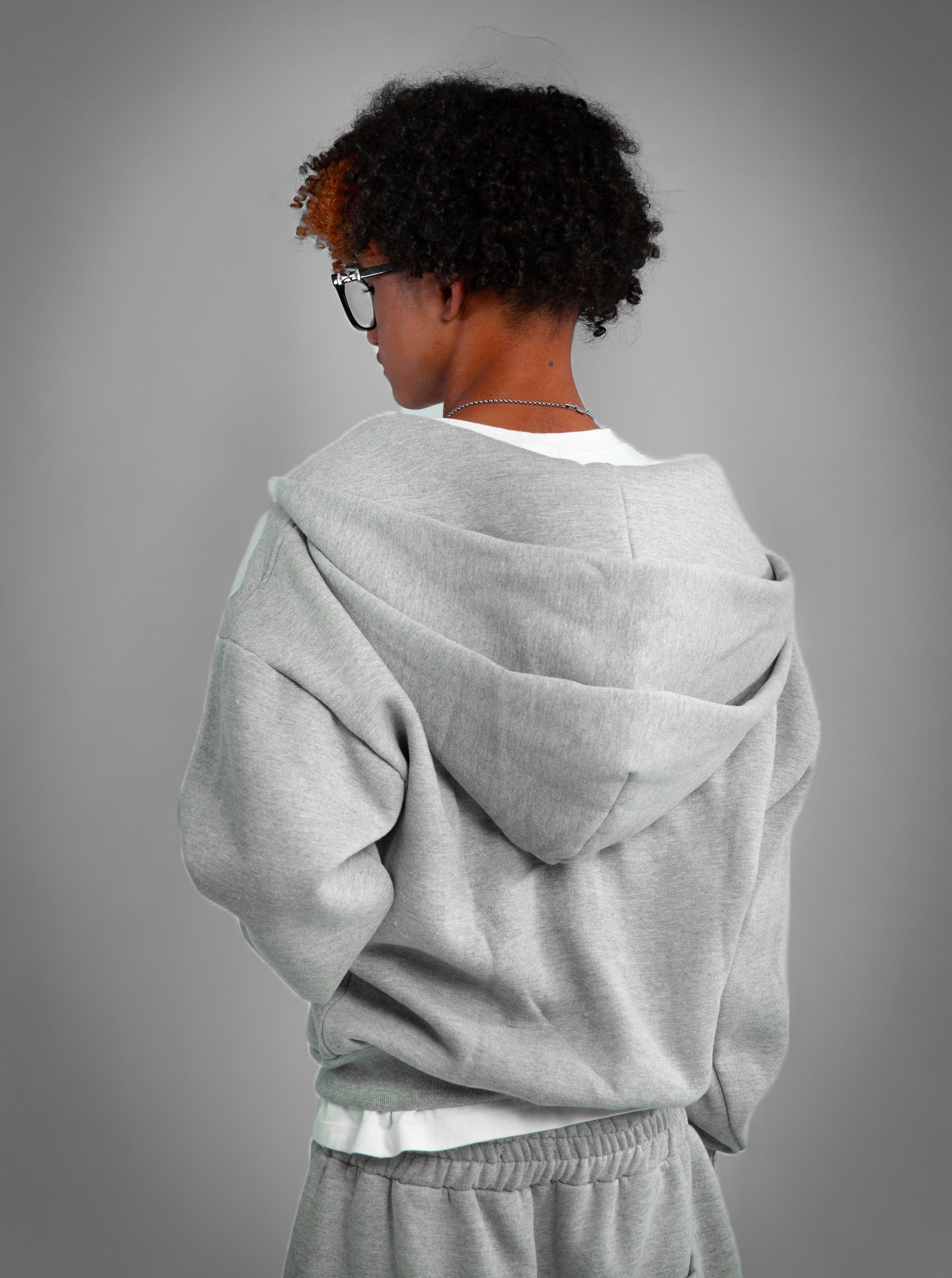 Casaco Double Zip Capuz Duplo Cinza